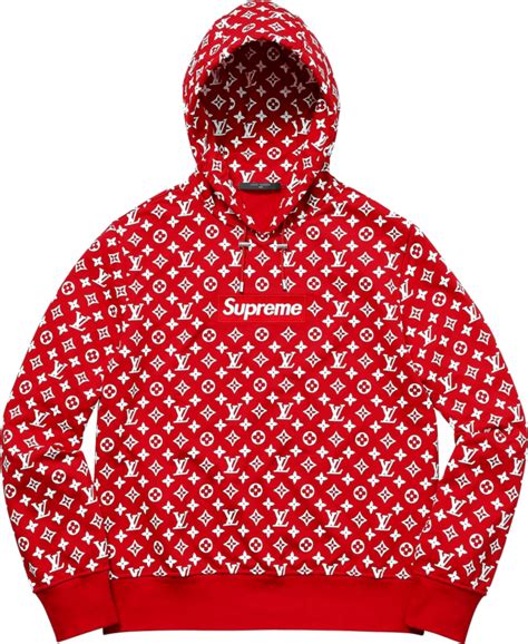 supreme hoodie louis vuitton red